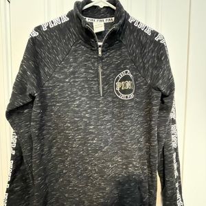PINK Victorias Secret 1/4 zip fleece; size small; heather black